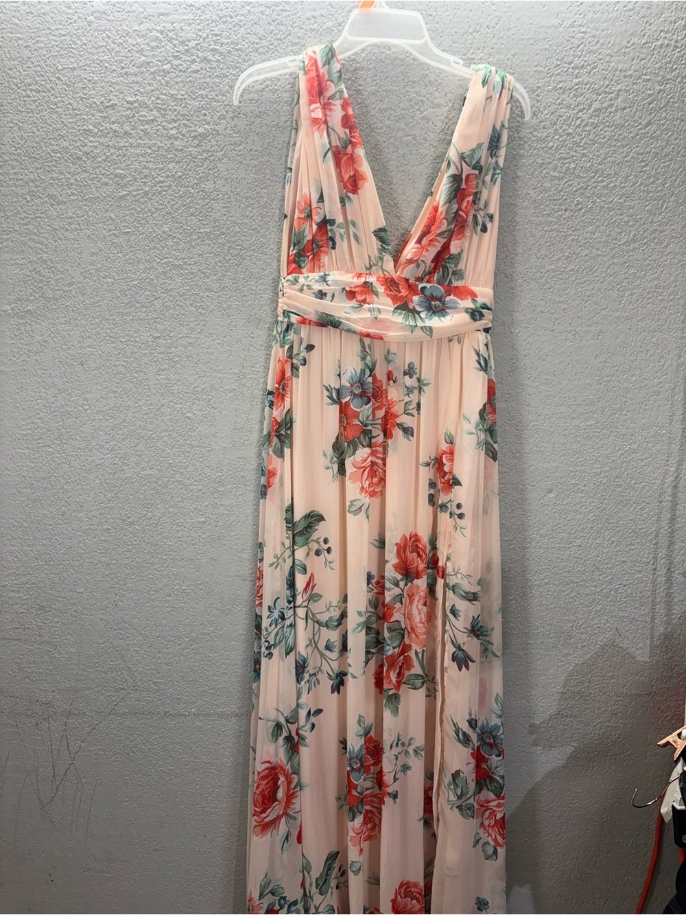 Lulu's Blush Pink Floral Maxi Skirt with Side Slit - Picture 4 of 9